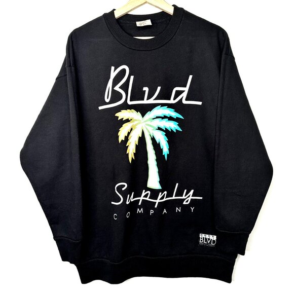 BLVD SUPPLY Mens Sweatshirt Long Sleeve Crewneck Pullover Sweater Vintage XL - Picture 1 of 9